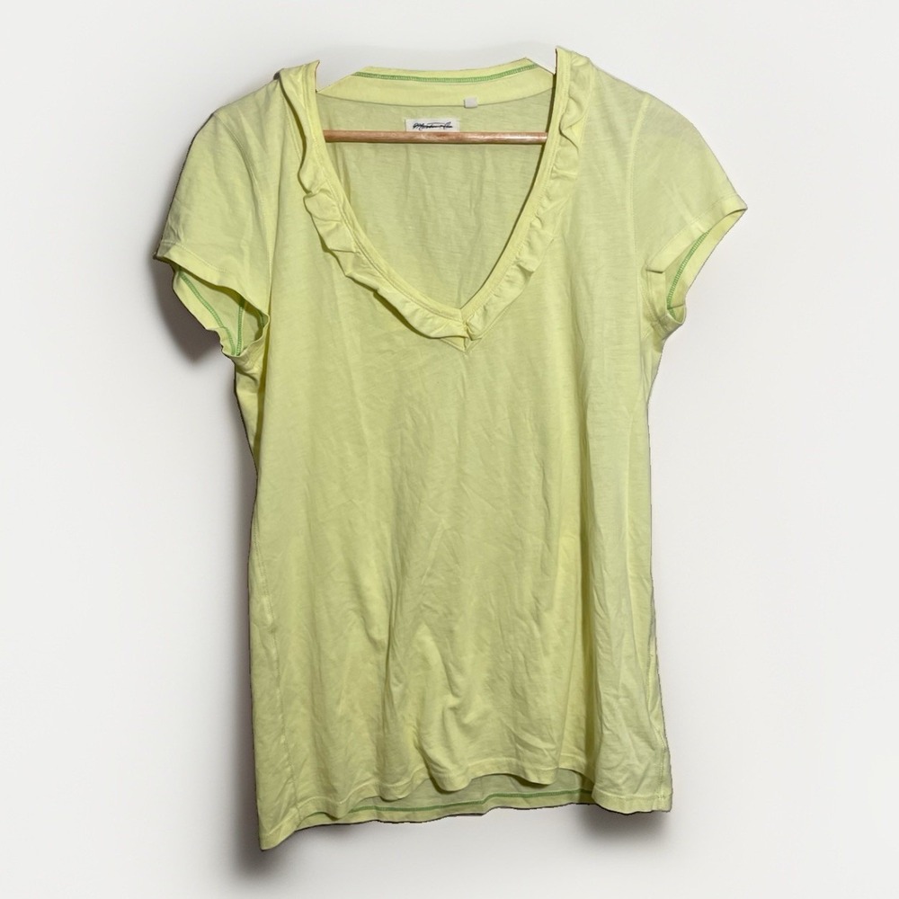Martin + Osa Cotton T-Shirt V-Neck 100% Cotton Short Sleeve Size Large Yellow